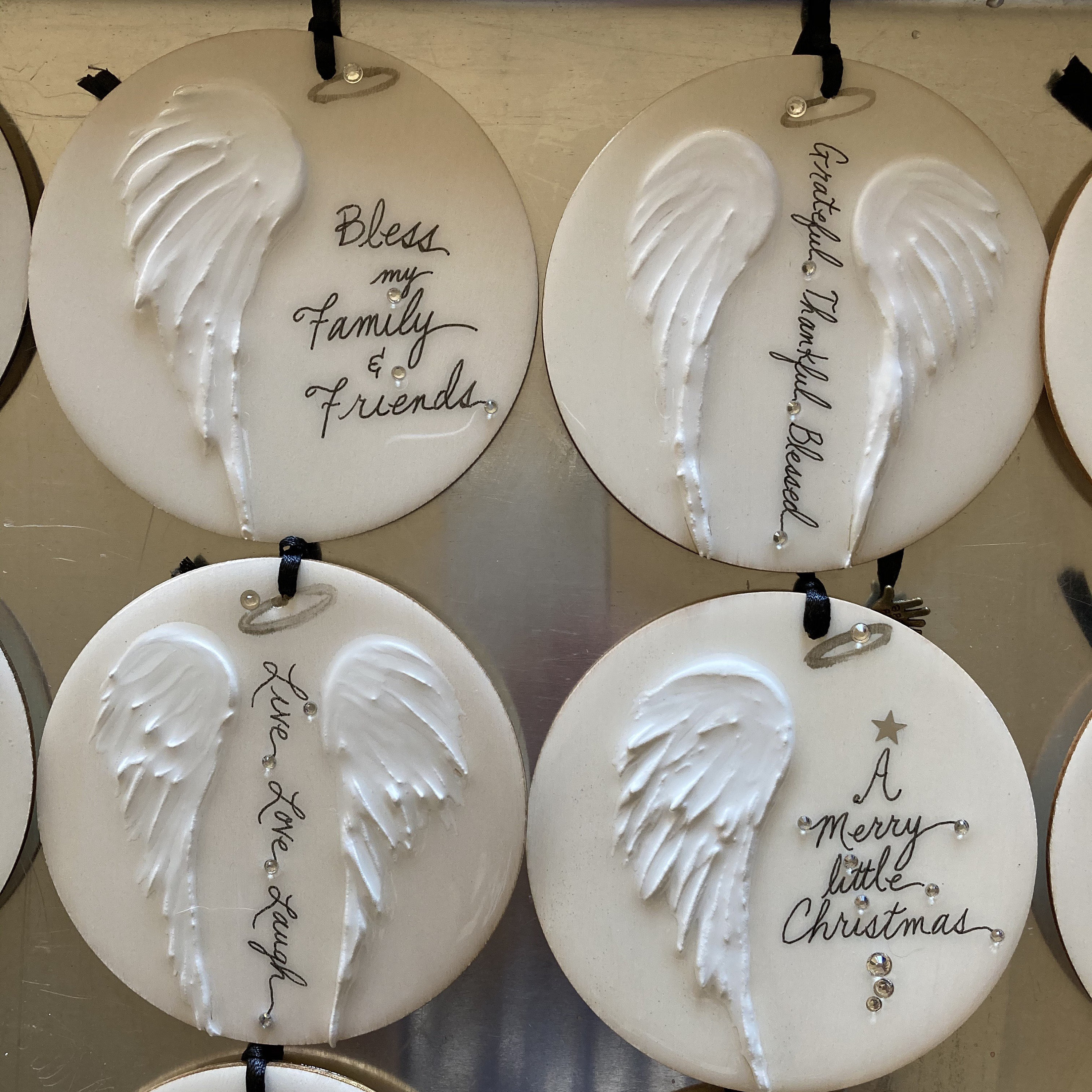 Angel Wing Christmas Ornament Handmade Custom Ornaments Gift Tag Wine Sign Personalized Guardian