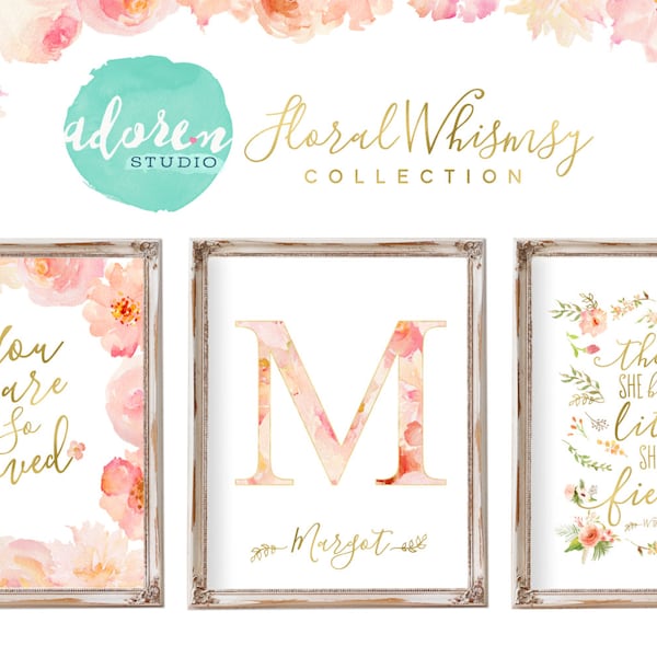 Baby Girl Nursery Decor, Watercolor Nursery Art, Watercolor Nursery Decor, You Are So Loved, Watercolor Floral, Floral Watercolor Nursery