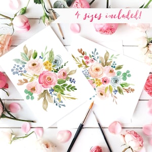 Aquarell Blumen Blume Kindergarten Kunst Mädchen Baby Mädchen Kinderzimmer Drucke Mädchen Kindergarten Kunst Floral Kindergarten Kunst Floral druckbare 5 x 7, 8 x 10, 11 x 14