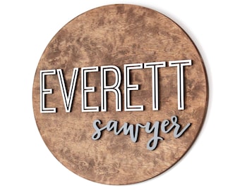 Round Wood Nursery Name Sign, Baltic Birch, Kids Room Decor