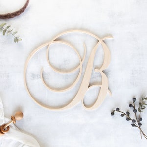 Wood Monogram Letter -  Custom Monogram Sign - Choose Your Font - Natural Wooden Initial Sign - Large Cursive Letter -  Painted or Unpainted