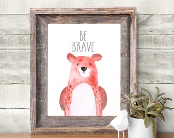 Bear Art Print 8x10 Watercolor Bear Woodland Nursery Decor Forest Nursery Woodland Nursery Wall Art Print, Kids Room Art, Boys Room Art,