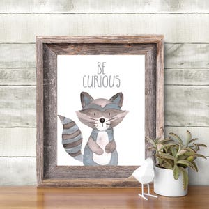 Woodland Raccoon Print Printable Wall Art Nursery Wall Art Decor Woodland Nursery Wall Art Print Prints Printable Woodland Animal Art Print