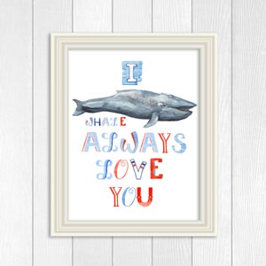 Baby Boy Nursery Art, Nautical Nursery Art, Whale Print, Red White Blue Nursery, Ocean Nursery Art, Nautical Decor, Watercolor Whale Art,