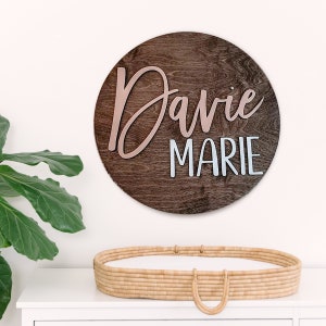 Round Wood Nursery Name Sign, Baltic Birch, Kids Room Decor