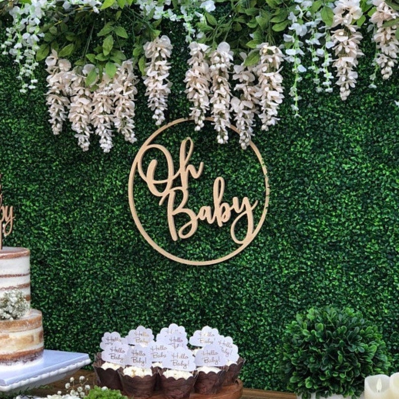 Oh Baby Hoop Wood Sign for Baby Shower Decor, Sprinkle Decorations, Dessert Table Backdrop, Baby Announcement, Photo Booth Prop or Baby Gift 24 Inches