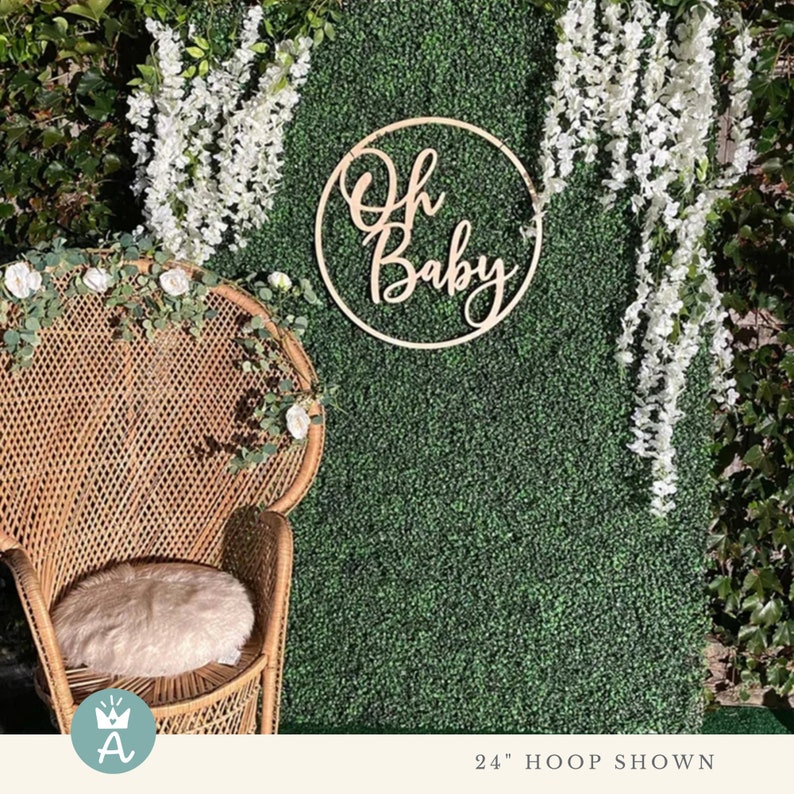 Oh Baby Hoop Wood Sign for Baby Shower Decor, Sprinkle Decorations, Dessert Table Backdrop, Baby Announcement, Photo Booth Prop or Baby Gift image 10