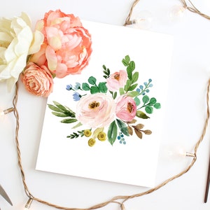 Printable Art Watercolor Flower Print Watercolor Floral Art, Flower Wall Art, Botanical Art, Floral Bouquet, Floral Nursery Floral Print Art