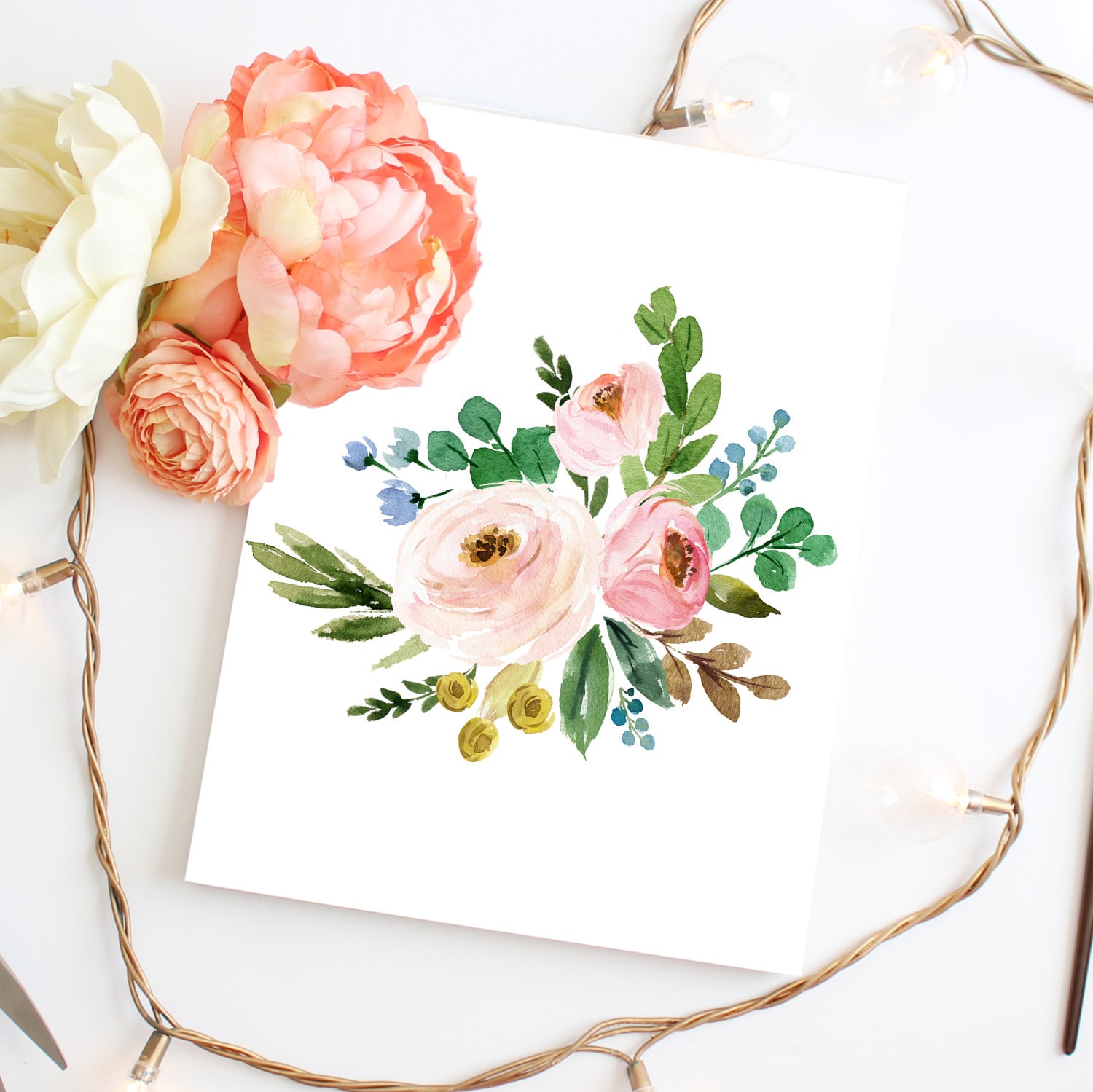 Stampabile Arte Acquerello Fiore Stampa Acquerello Arte Floreale, Fiore Wall Arte, Arte Botanica, Bouquet Floreale, Floreale Nursery Arte Di stampa floreale