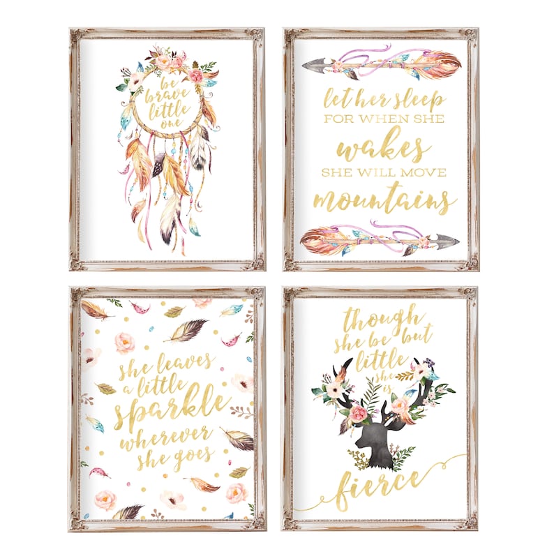 Boho Nursery Art Nursery Wall Art Nursery Decor Set of 4 Baby Etsy
