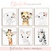 Printable Wall Art, Boho Nursery Decor for Baby Girl, Baby Animal Paintings with Blush Pink Flowers ,Set of 6 Nursery Wall Art Printables 