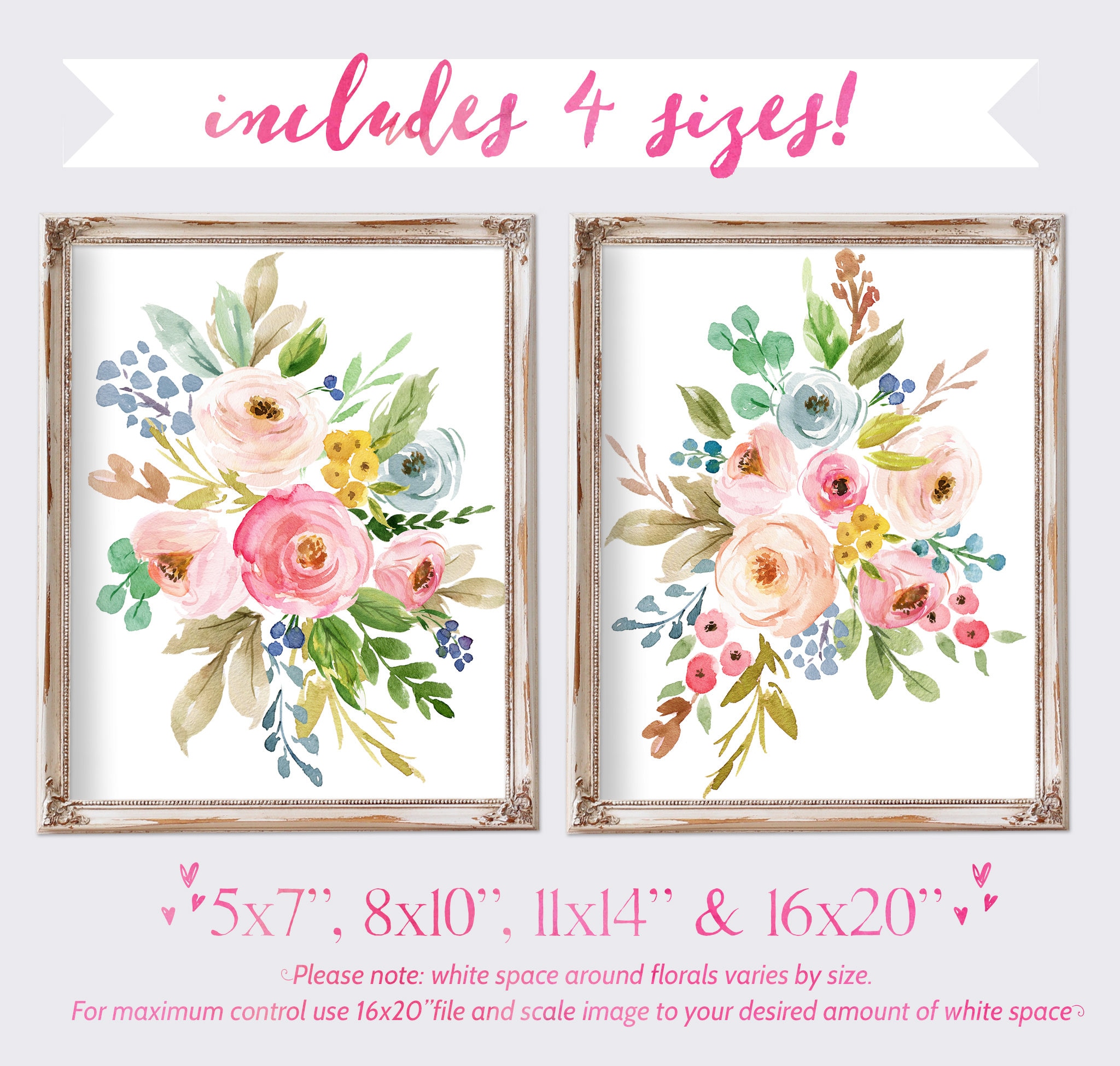 Watercolor Flowers Flower Nursery Art Girl Baby Girl Nursery Etsy