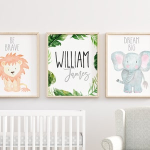 Safari Nursery Wall Art Animal Paintings Baby Animal Prints Animal Watercolor Childrens Wall Art Decor Kids Room Elephant Giraffe Zebra Lion image 10