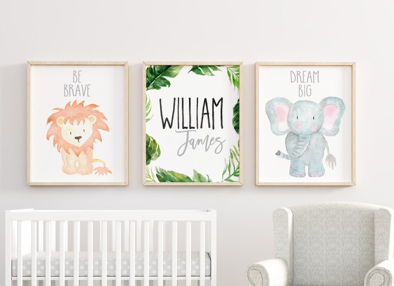 Safari Nursery Wall Art Animal Paintings Baby Animal Prints Animal Watercolor Childrens Wall Art Decor Kids Room Elephant Giraffe Zebra Lion image 10