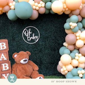 Oh Baby Hoop Wood Sign for Baby Shower Decor, Sprinkle Decorations, Dessert Table Backdrop, Baby Announcement, Photo Booth Prop or Baby Gift image 7
