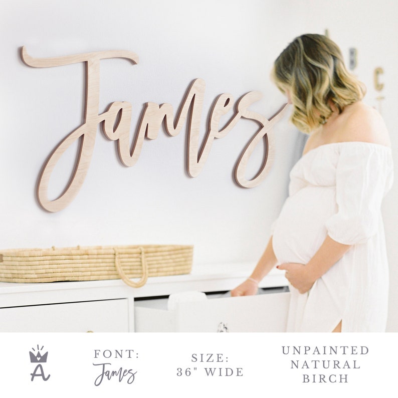 Wooden Name Sign - Nursery Name Sign for Baby Girl or Boy Room with Custom Wooden Letters Baby Shower Gift Wood Name Sign Nursery Decor Art image 3
