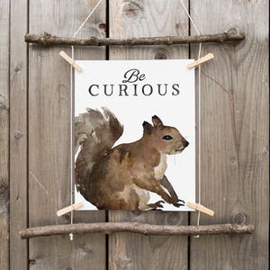 Squirrel Nursery Art Print Squirrel Nursery Decor Watercolor Squirrel Woodland Animal Art Print Printable Squirrel Painting Art Minimalism