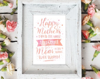 Gifts for Mom, Mother's Day Printable Card, Last Minute Mother's Day, World's Best Mom, Mothers Day Artwork, Digital Mother's Day Print Art