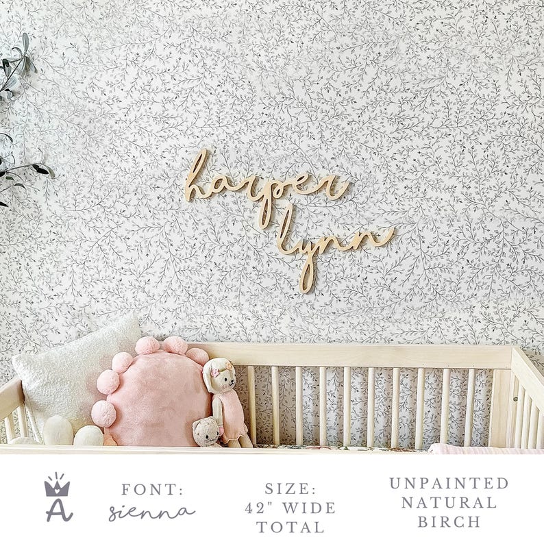 Nursery Decor Name Sign, Boho Baby Name Sign, Custom Wood Name Sign, Neutral Nursery Wall Decor image 7