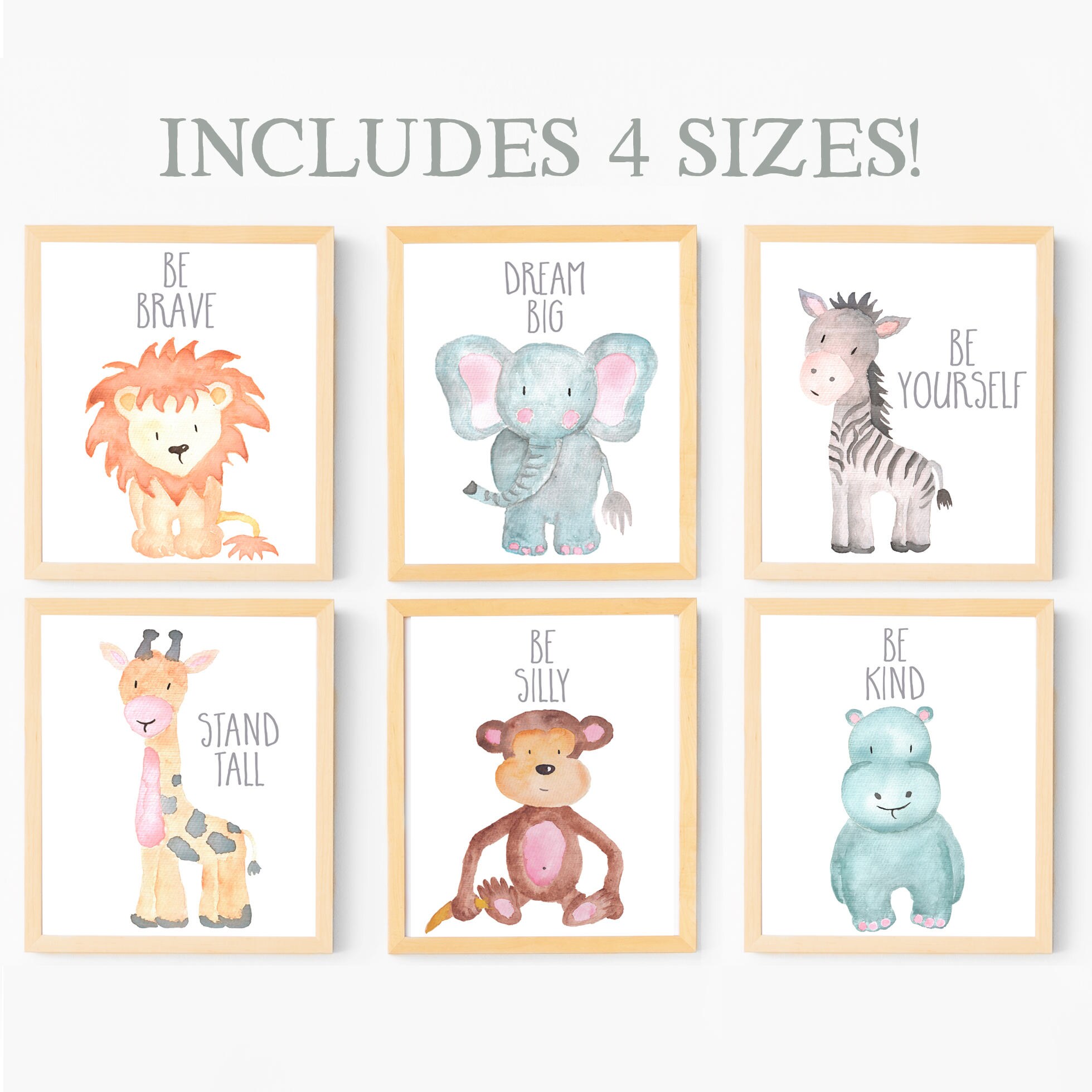 Baby Animal Nursery Wall Art Print Printable Watercolor Animal | Etsy