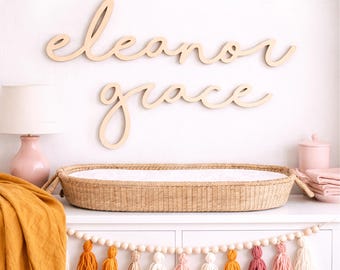 Nursery Decor Name Sign, Boho Baby Name Sign, Custom Wood Name Sign, Neutral Nursery Wall Decor