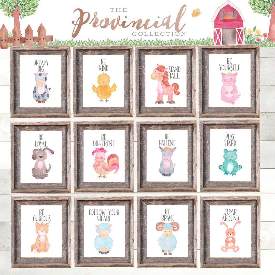 Modern Farmhouse Nursery Printables Farm Animal Prints Kids Room Wall ...