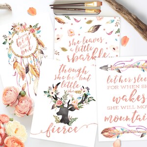 Nursery Wall Art Girl Printable Nursery Art Set Boho Floral Art Girl ...