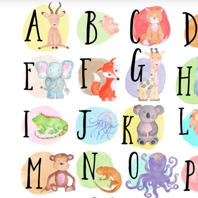 alphabet poster alphabet art alphabet print abc wall art abc etsy