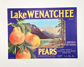 Advertising Label: Lake Wenatchee Pears Vintage