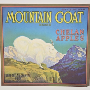 Advertising Label: Mountain Goat brand Chelan Apples Vintage