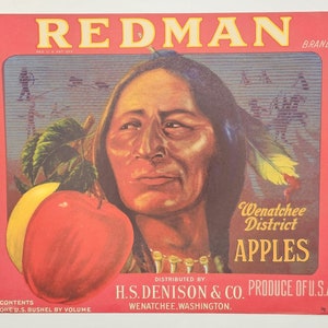 Etiqueta publicitaria: Redman Wenatchee District Apples Vintage