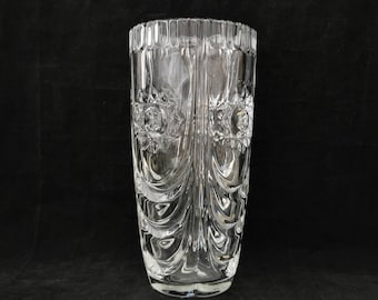Vintage 70er Glas Kristall Vase 20cm Blumenvase Glasvase