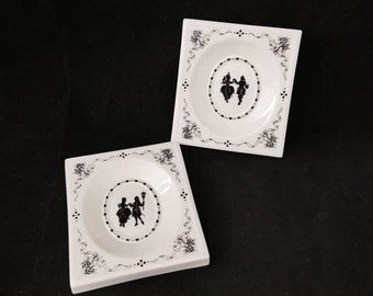 2x wunderschönes Scherenschnitt Wandbild Villeroy & Boch Heinrich Bone China Wandteller aus Porzellan