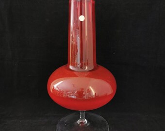 Vintage Vase 70er Glasvase shabby rot Glas Vase Pop Art