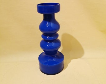 Vase Kunst Glaskunst Schweden Design Vintage 70er Jahre Gunnar Ander for Lindshammar blau Glasvase