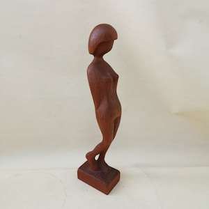 Vintage Mid Century Arne Basse Danish Nude Modern Teak Wood Carved