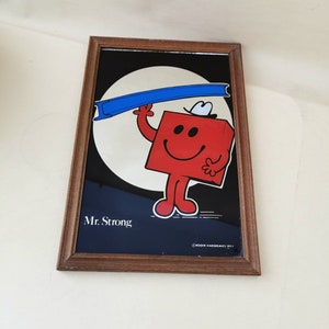 Vintage Mirror Picture Pictures 70's So Cute Roger Hargreaves Mr. Strong