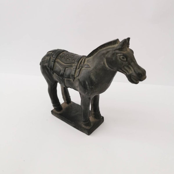 Sculpture Buste De Cheval En Terre Cuite Tête De Cheval Déco Vintage Cheval Chinois Vintage