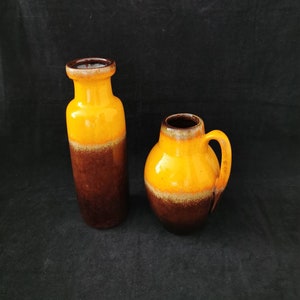2 wunderschöne 70er Jahre Vase orange braun Pop Art Set von zwei Vasen Vintage Kollektion Rothko Deutschland 1970er Bild 3