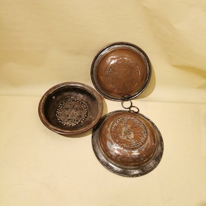 3x antique copper sieve cook kitchen household around 1900 vintage shabby kitchen