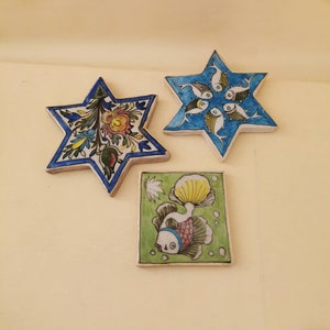 Vintage cement tile star shape coaster tile tile wall tile hand painted fish cottage