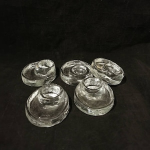 Glass egg cup set Vintage 5 egg cups Scandinavian style design Pressed glass egg shaped egg cups