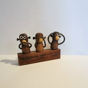 Bar set 3 monkeys 50s male funny mid century bottle opener corkscrew cork