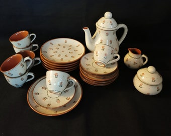 Pfrontener Keramik Set 6 Personen Service Kaffeeservice Kaffeekanne Vintage Set Steingut Rarität 23 Teile Allgäu