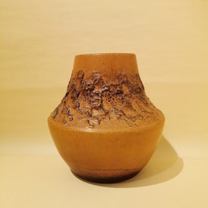 Extraordinary rare vintage vase relief ceramic 60s height 20 cm table vase flower vase