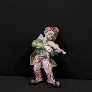 Italy Wandbild Harlekin Keramik Figur handbemalt Clown