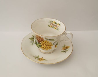 Porzellan shabby Vintage Sammeltasse Elisabethan Oktober Bone China Tea Cup Staffordshire England