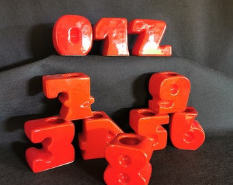 70s Wächtersbach ceramic vases numbers birthday vases orange red selection