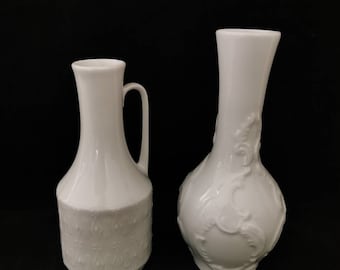 2x shabby Vintage Vase  Porzellan weiß Set Porzellan