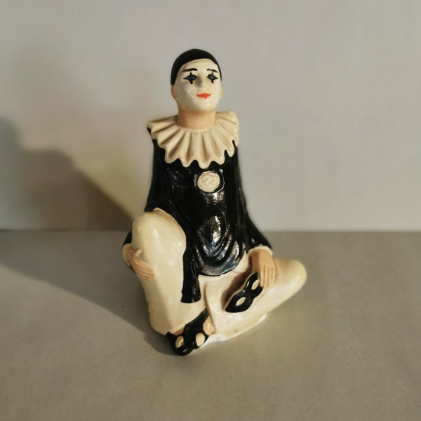 80er Harlekin Keramik Figur handbemalt Clown